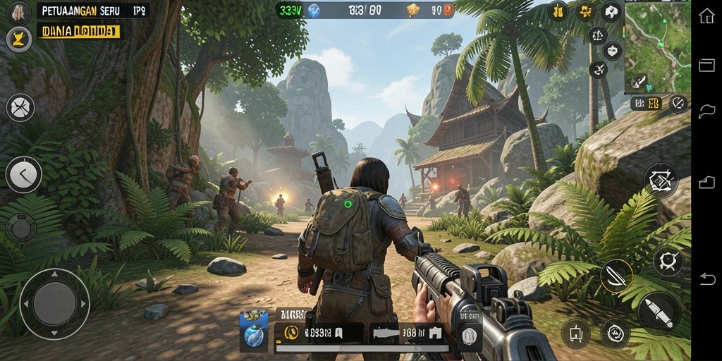 Tampilan aksi seru dalam gameplay TPS 333V.