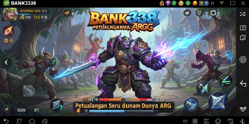 Tampilan gameplay epik dalam BANK338 dengan aksi dinamis dan karakter unik.