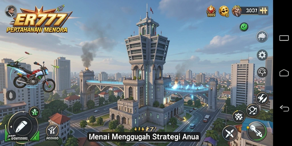 Tangkapan layar menampilkan aksi seru permainan Tower Defense ER777.