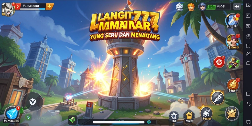 Tampilan gameplay LANGIT777 yang mendebarkan dalam melawan gelombang musuh.