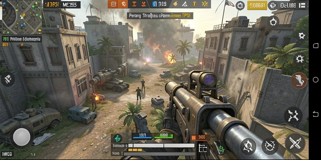 Screenshot gameplay ME355 yang menunjukkan aksi pertempuran TPS yang seru.