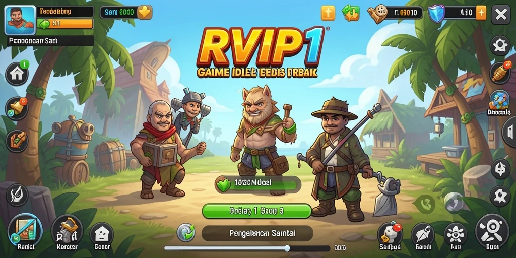 Tampilan gameplay RVIP1 yang menarik dan penuh warna dalam genre Idle.