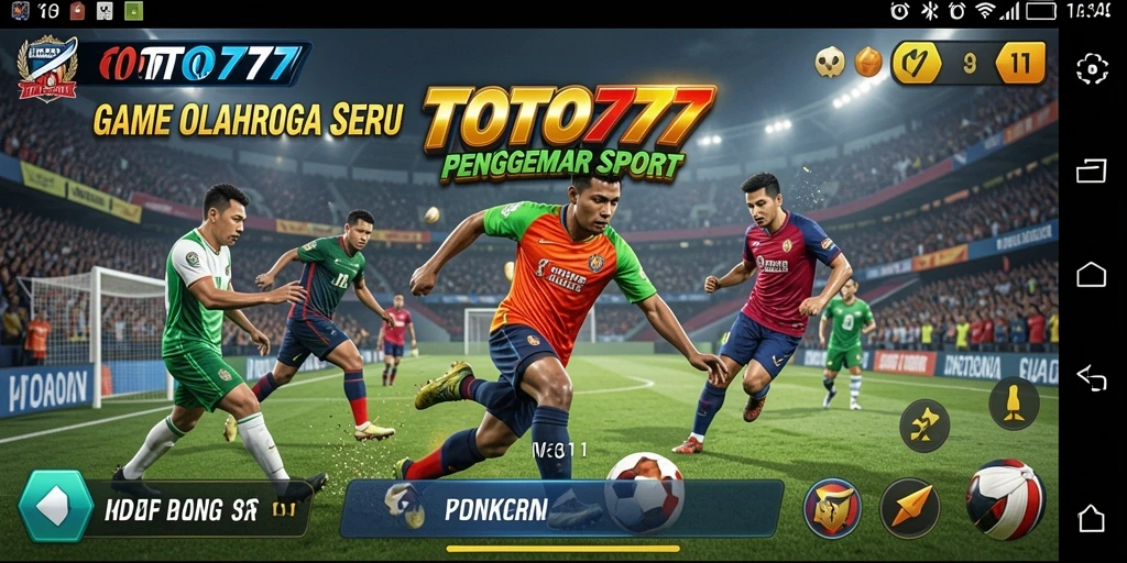 Tampilan screenshot utama TOTO777 menunjukkan aksi seru di lapangan olahraga.