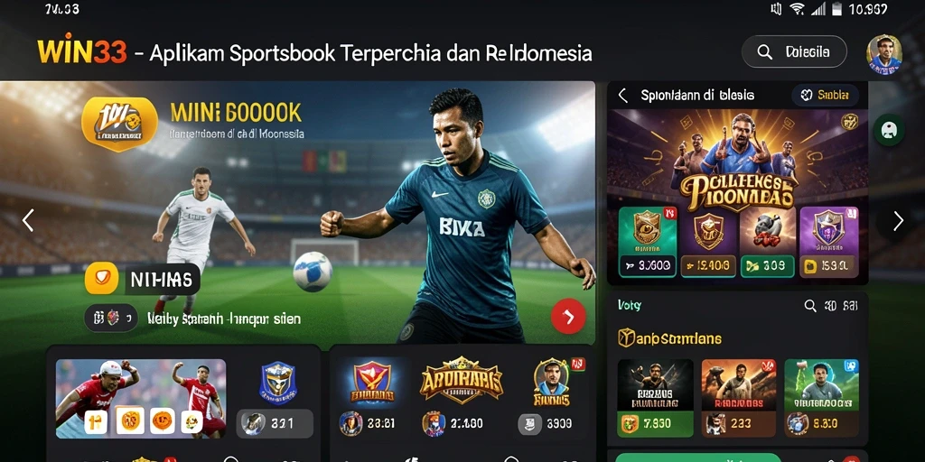 Tampilan utama WIN33 dengan fitur taruhan Sportsbook.