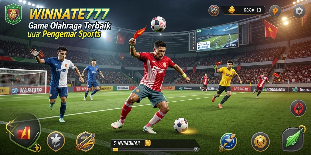 Tampilan gameplay seru dalam WINRATE777 dengan aksi olahraga mendebarkan.
